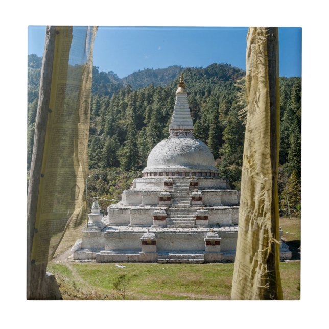 Chendebji Chorten in Bhutan, Himalaya, Asia Ceramic Tile (Front)
