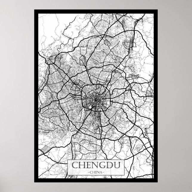 Chengdu China Map Poster (Front)