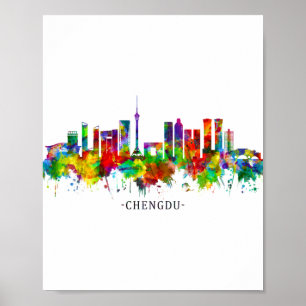Chengdu China Skyline Poster