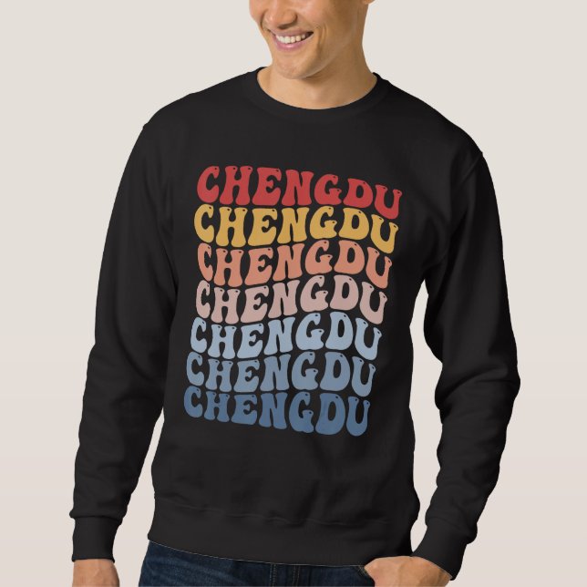 Chengdu City Groovy Retro Sweatshirt (Front)