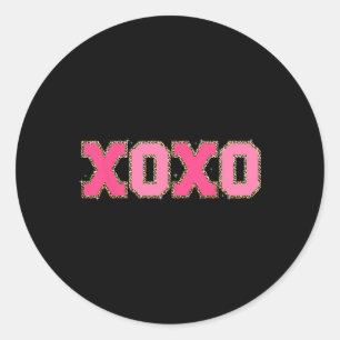 Chenille Patch Sparkling Xoxo Valentine Day Heart  Classic Round Sticker