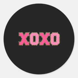 Chenille Patch Sparkling Xoxo Valentine Day Heart Classic Round Sticker
