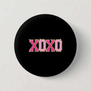Chenille Patch Sparkling Xoxo Valentines Day Heart 6 Cm Round Badge