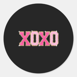Chenille Patch Sparkling Xoxo Valentines Day Heart Classic Round Sticker