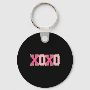 Chenille Patch Sparkling Xoxo Valentines Day Heart Key Ring