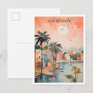 Chennai India Art Travel Postcard