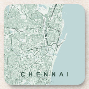 Chennai India City Map Minimal Design Coaster