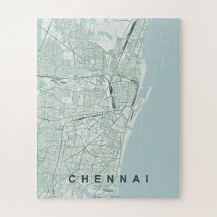 Chennai India City Map Minimal Design Jigsaw Puzzle