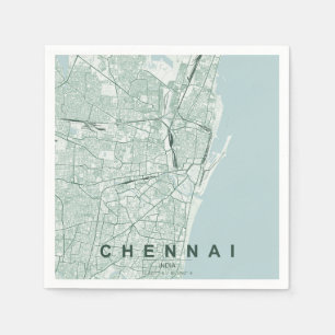 Chennai India City Map Minimal Design Napkin