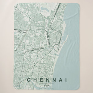 Chennai India City Map Minimal Design Sherpa Blanket