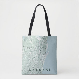 Chennai India City Map Minimal Design Tote Bag