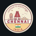 Chennai India City Skyline Emblem Magnet<br><div class="desc">Chennai minimalist,  colourful art design featuring monuments and landmarks of the city in India.</div>