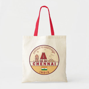 Chennai India City Skyline Emblem Tote Bag