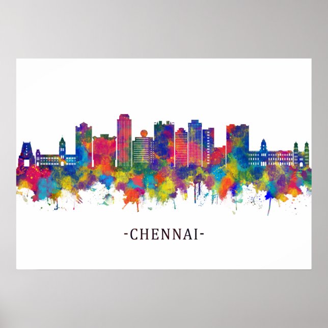 Chennai India Skyline Poster (Front)
