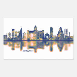 Chennai Skyline Rectangular Sticker