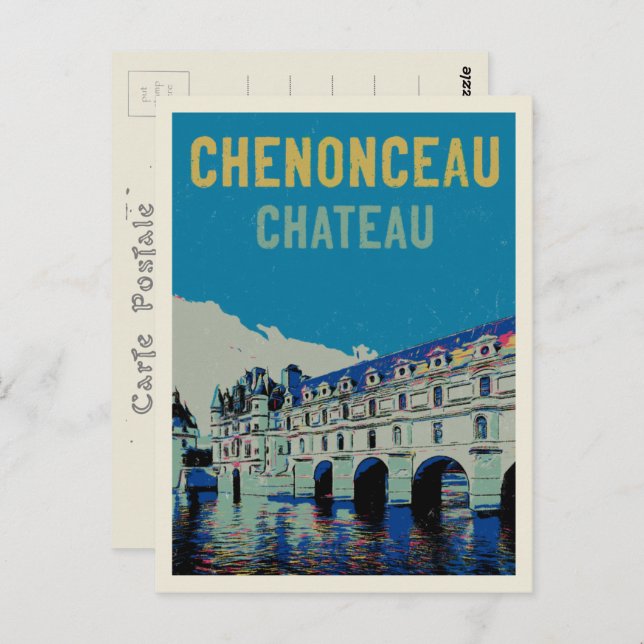 Chenonceau chateau original illustration France Po Postcard (Front/Back)