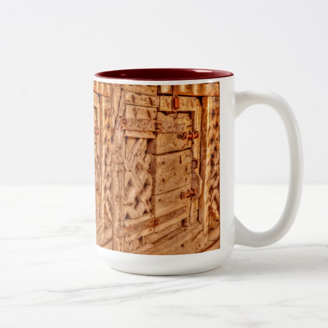 Chepstow Castle Guard Gate Wales, UK Two-Tone Coffee Mug (Right)