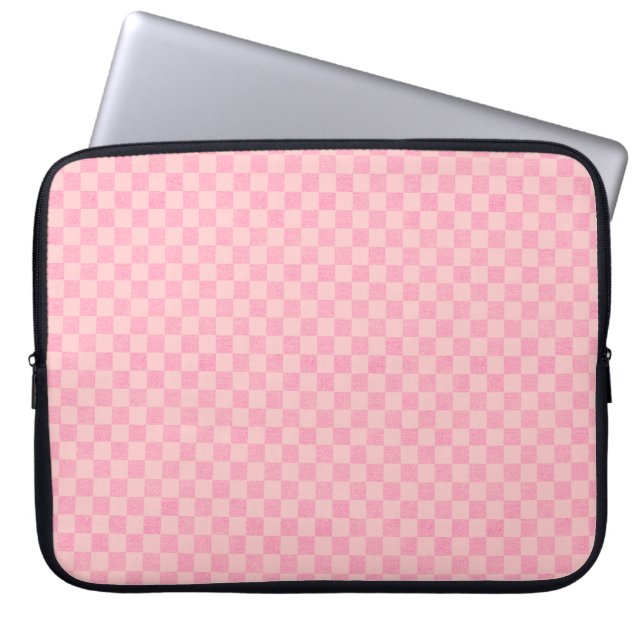 Chequer light pink laptop case (Front)