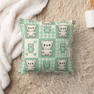 Chequerboard bear cushion