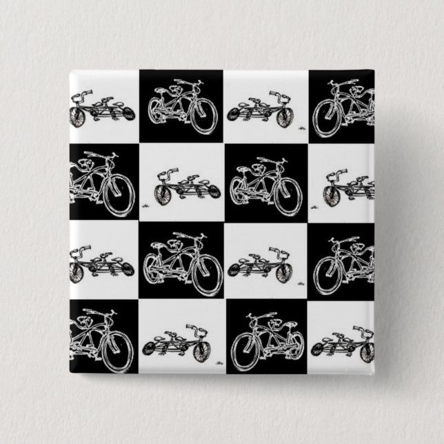 chequerboard bicycles 15 cm square badge (Front)
