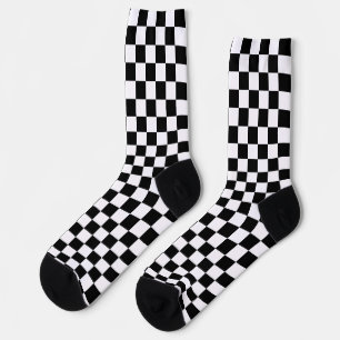 Chequerboard Black and White Chequered Socks