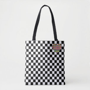 Chequerboard - Black White - Emo - Tote