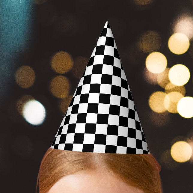 Chequerboard Black & White Party Hat (Creator Uploaded)