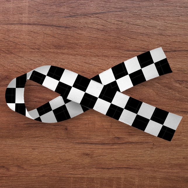 Chequerboard Black & White Satin Ribbon (Checkerboard Black & White Satin Ribbon
)