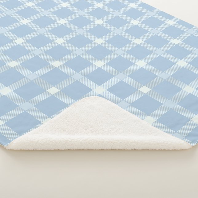 Chequerboard blue - French country Sherpa Blanket (3/4)