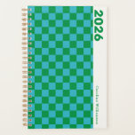 Chequerboard Blue Green Retro Personalised 2025 Planner<br><div class="desc">Stay organised in style with this retro-inspired chequerboard blue and green personalised 2025 planner! The bold chequerboard pattern adds a fun, nostalgic vibe, while the cool blue and green hues bring a fresh, modern twist. Perfect for keeping your schedule in check, this planner combines functionality with a playful design. Add...</div>