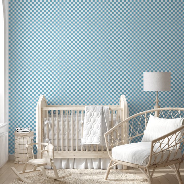 Chequerboard Blue White  Wallpaper (Kids)