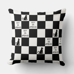 Chequerboard Cat Pillow Black White CricketDiane