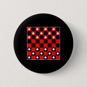 Chequerboard Chequered Board Games Black And Red H 6 Cm Round Badge