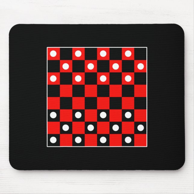 Chequerboard Chequered Board Games Black And Red H Mouse Pad (Front)