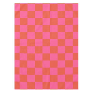 Chequerboard Chequered Pattern in Pink and Orange  Tablecloth