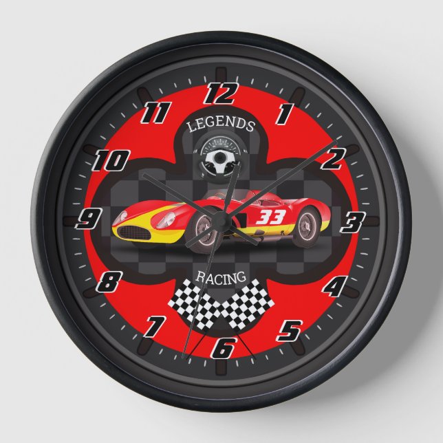 Chequerboard Clover Legends Racing Clock (Front)