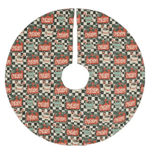 Chequerboard Cocoa Christmas Tree Party Brushed Polyester Tree Skirt