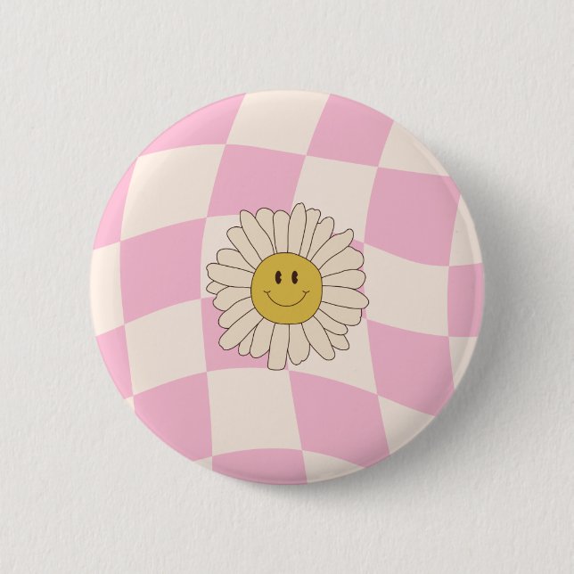 Chequerboard Daisy Button (Front)
