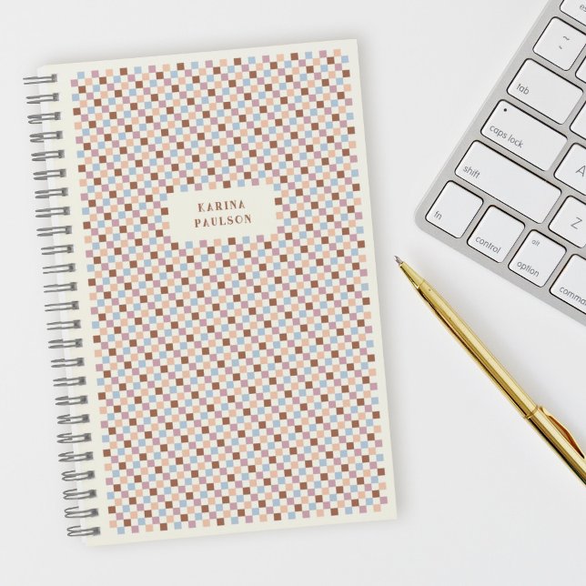 Chequerboard Frame Spiral-Bound Notebook - Brown (Creator Uploaded)