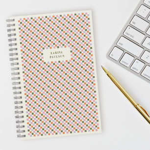 Chequerboard Frame Spiral-Bound Notebook - Green