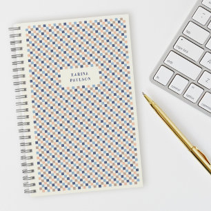 Chequerboard Frame Spiral-Bound Notebook - Navy