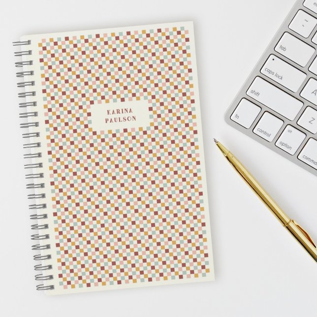 Chequerboard Frame Spiral-Bound Notebook - Red (Creator Uploaded)