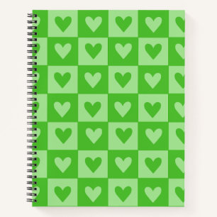 Chequerboard Green Heart Notebook