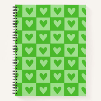 Chequerboard Green Heart Notebook