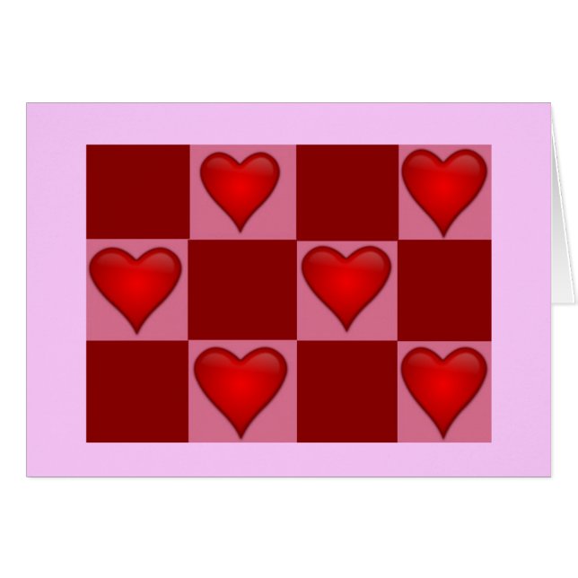 Chequerboard Hearts Greeting Card (Front Horizontal)