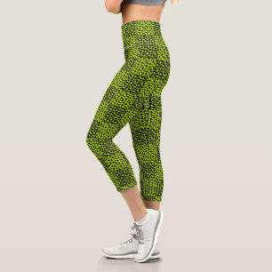 Chequerboard hearts pattern in Lime Green Capri Leggings