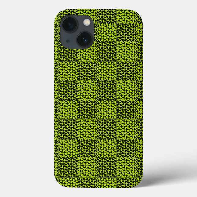 Chequerboard hearts pattern in Lime Green Case-Mate iPhone Case (Back)
