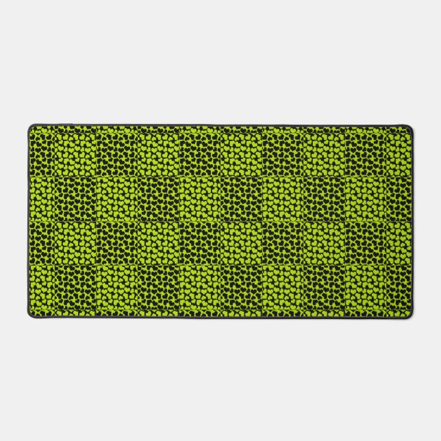 Chequerboard hearts pattern in Lime Green Desk Mat (Front)