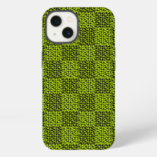 Chequerboard hearts pattern in Lime Green iPhone 13 Case
