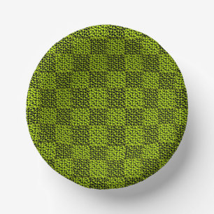 Chequerboard hearts pattern in Lime Green Paper Plate